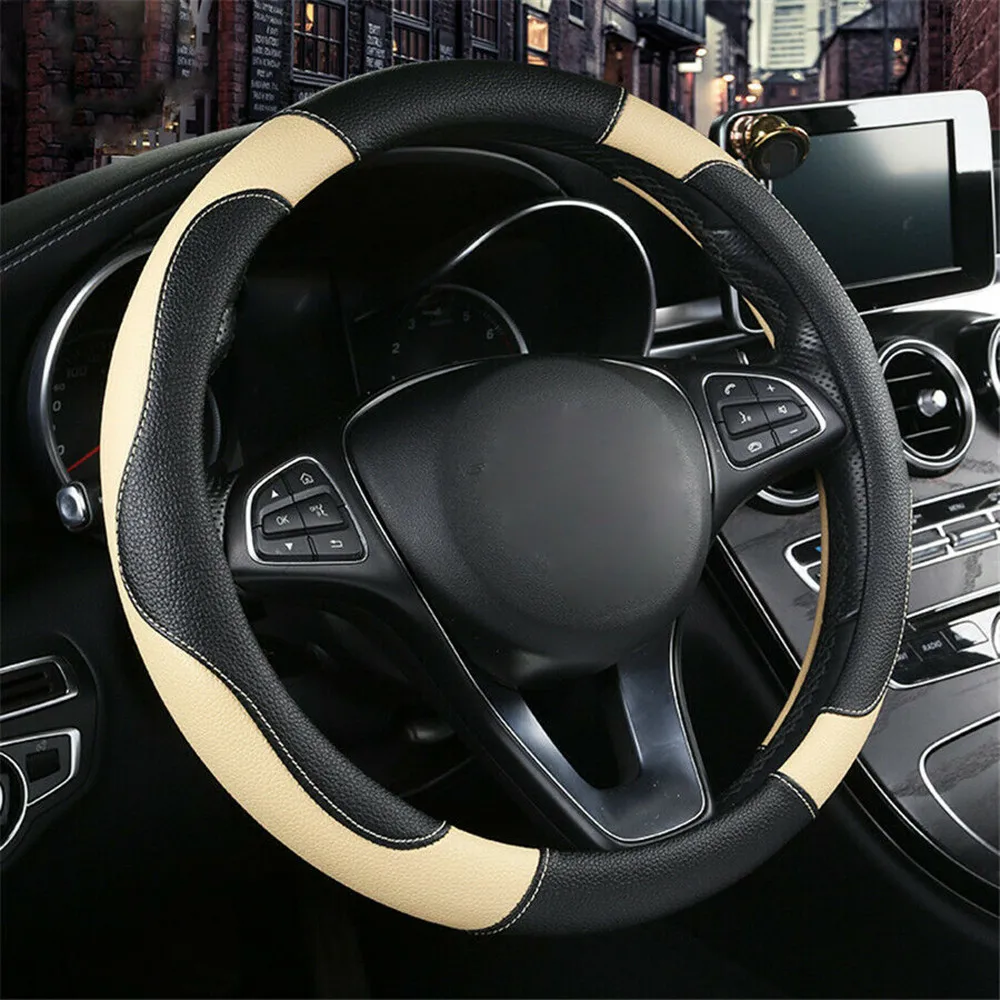 

38cm Universal Car Steering Wheel Cover StitchingNon-slip PU Leather Car Styling Steering Wheel Cover