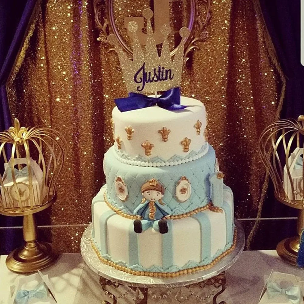 Custom Royal and gold Prince pink Princess Name Cake or Cent