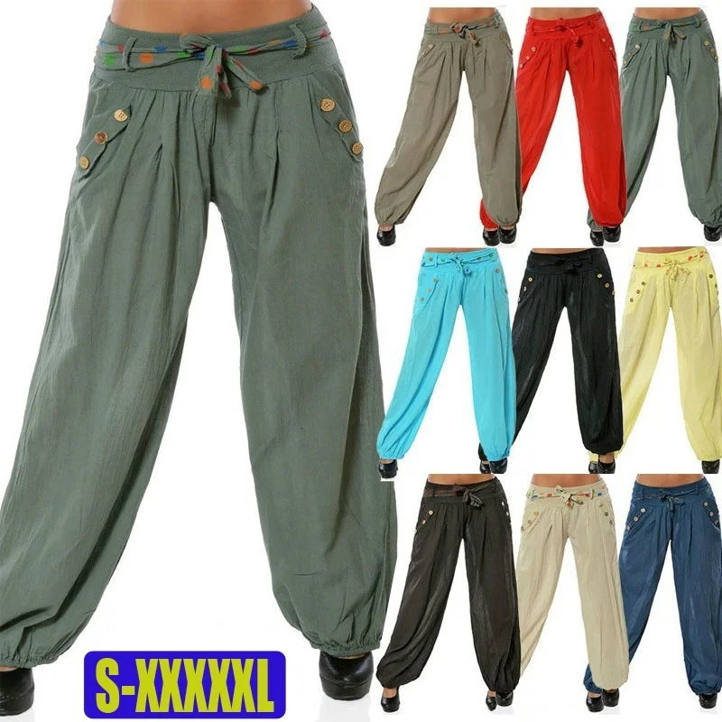 

ZOGAA Women's Harem Pants Fashion Plus Size 5XL Solid Color Casual Long Loose Baggy Flare Sweatpants Drawstring Women Trousers