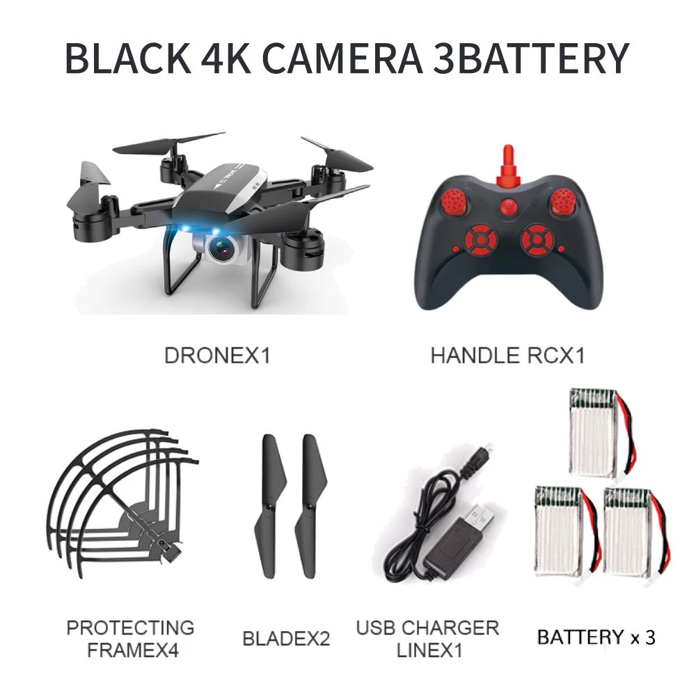 black 4k camera 3B RC Квадрокоптер KY606D Дрон 4K HD камера wifi FPV высота холдинг складной селфи дроны Профессиональный 20 мин Время полета - Цвет: black 4k camera 3B