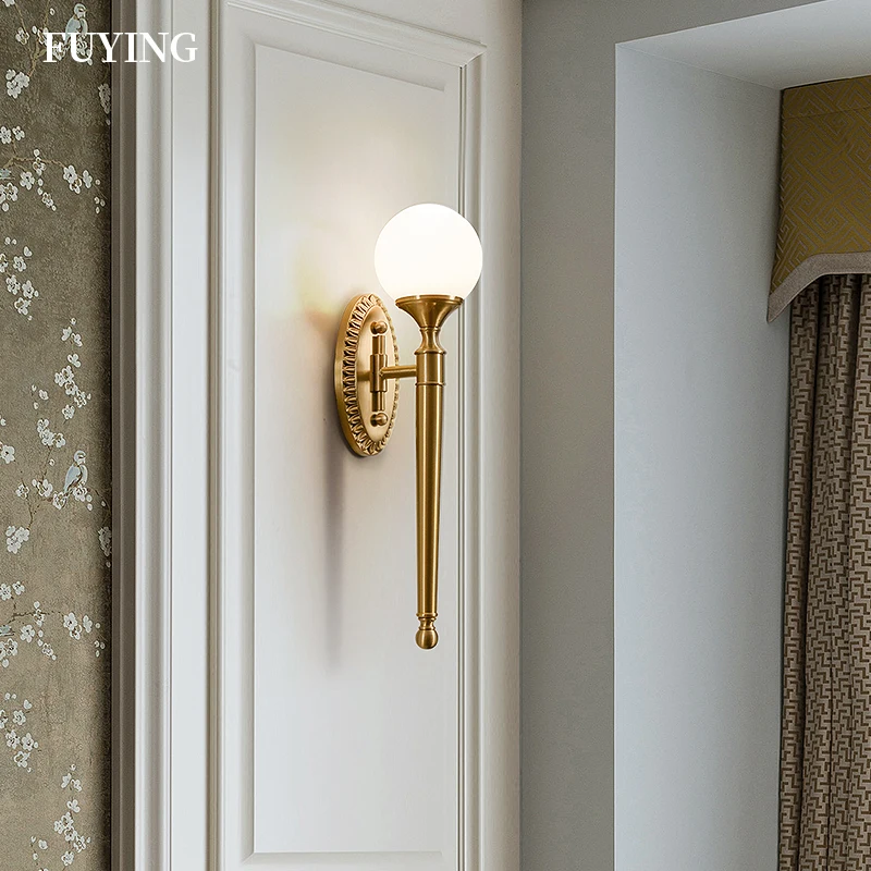 Современный роскошный медный настенный светильник 2021 простой прикроватный для