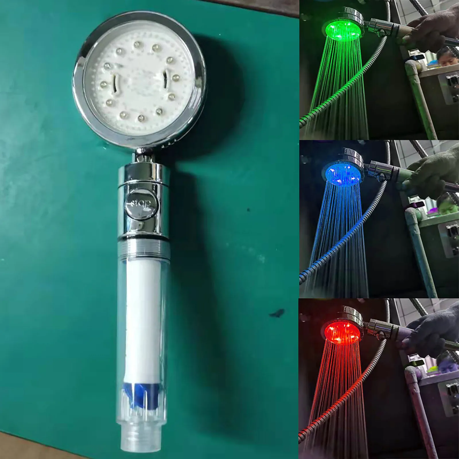 

Adustable Luminous Shower Head Bathroom Shower Accessories Handheld Water Saving Bath Shower Head High Pressure Shower Head FFT