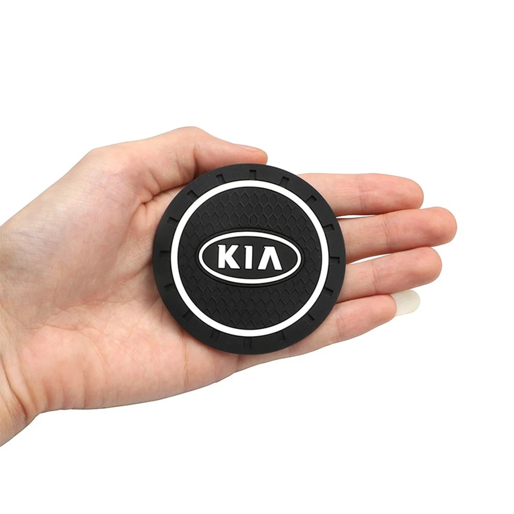 

VEHICAR Car Water Cup Mat 2PCS for KIA Accessories Scratch Proof Anti-Slip Pad Cup Holder Mat Auto Bottle Holder Silicone Mat