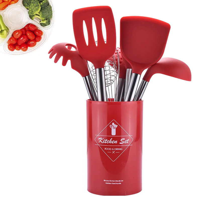 9 шт. красный/черный силиконовый набор кухонной утвари шпатель кухонные