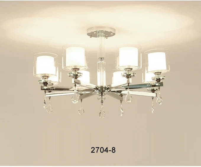 8 light Современная люстра, хромированная светодиодная люстра, хрустальная люстра для гостиной, Светодиодная потолочная люстра для гостиной - Цвет абажура: 8 light