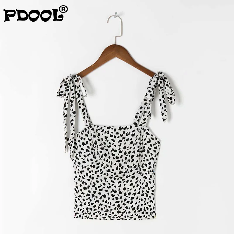 

Fashion Black Leopard Print Women Tank Top Vintage Chiffon Slim Adjust Spaghetti Straps Women Camis