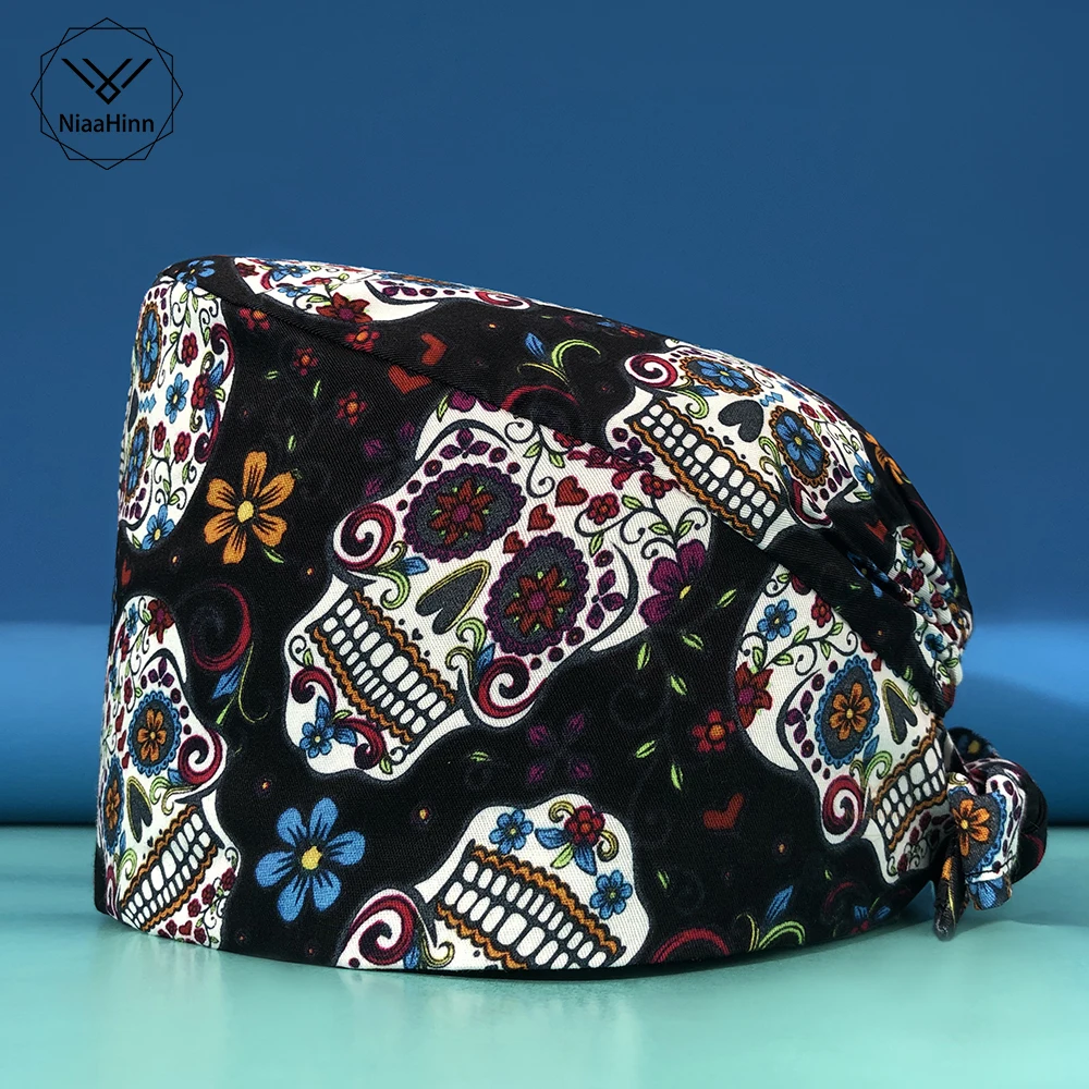 

Unisex Cotton Pet shop Work Cap Dust Cap Nursing Cap Beauty Cap Beauty Salon Scrub Breathable Elastic New Baotou Hat Wholesale