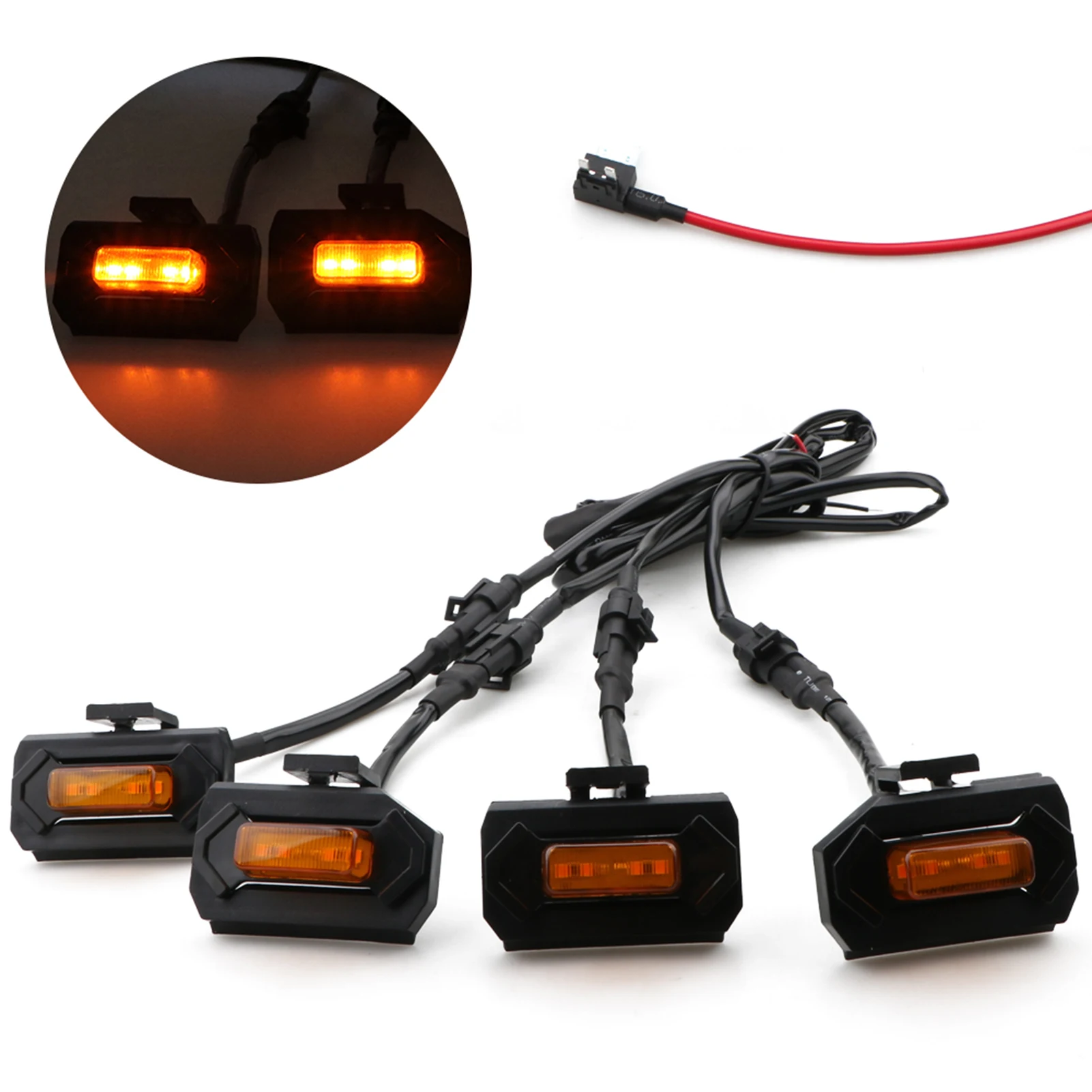 4 шт. Передняя светодиодная решетка радиатора с дополнительным предохранителем