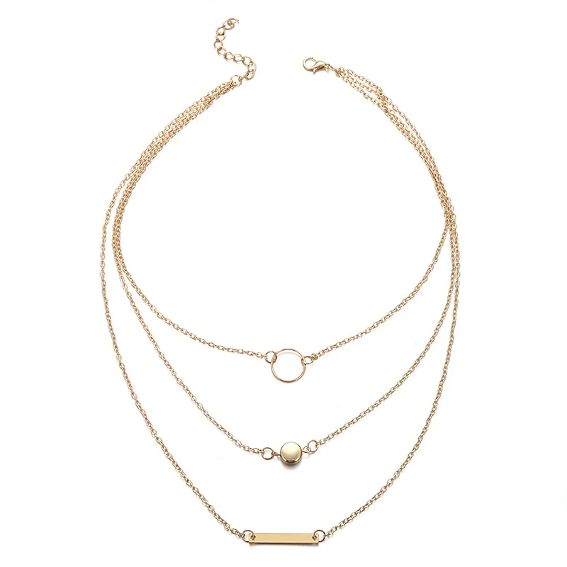 Лидер продаж модное многослойное ожерелье многоэлементные металлические