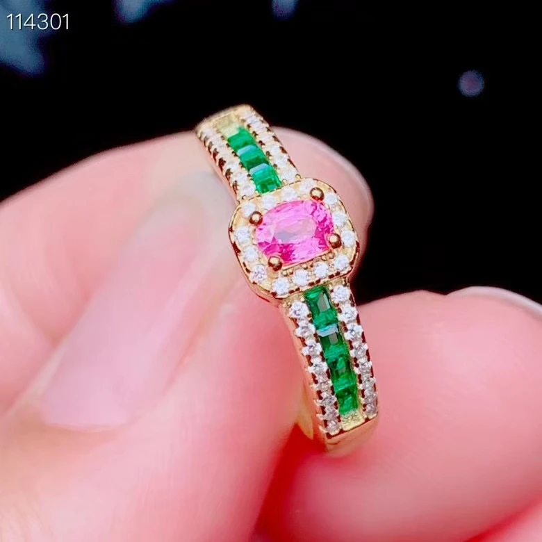 Ювелирные изделия из стерлингового серебра 925 пробы кольцо с розовым сапфиром