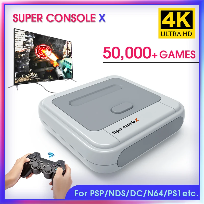 Супер консоль X Ретро видео игровые консоли для PS1/N64/DC/PSP WiFi 50 + эмуляторы 50000 Игры