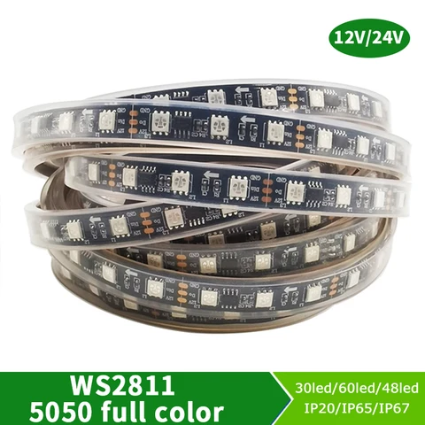 FLDJL 5 м WS2811 Пиксельная фотолента 12 В постоянного тока 5050 SMD адресная RGB фотолампа 30 60 фотовнешняя 1 интегральная схема управления 3 дополнительно водонепроницаемая