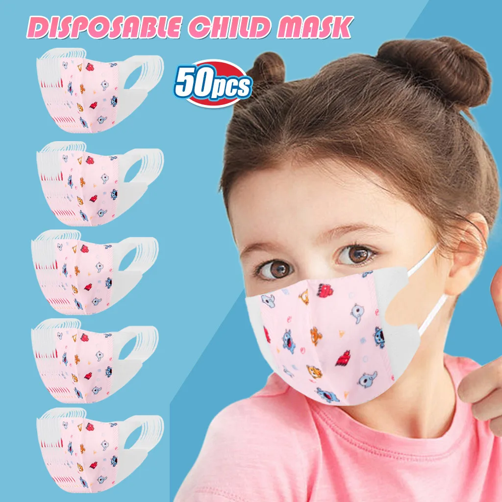 Mascarillas Дети Детские Уход за кожей лица маска мультфильм 3Ply петли уха 50 шт. косплей