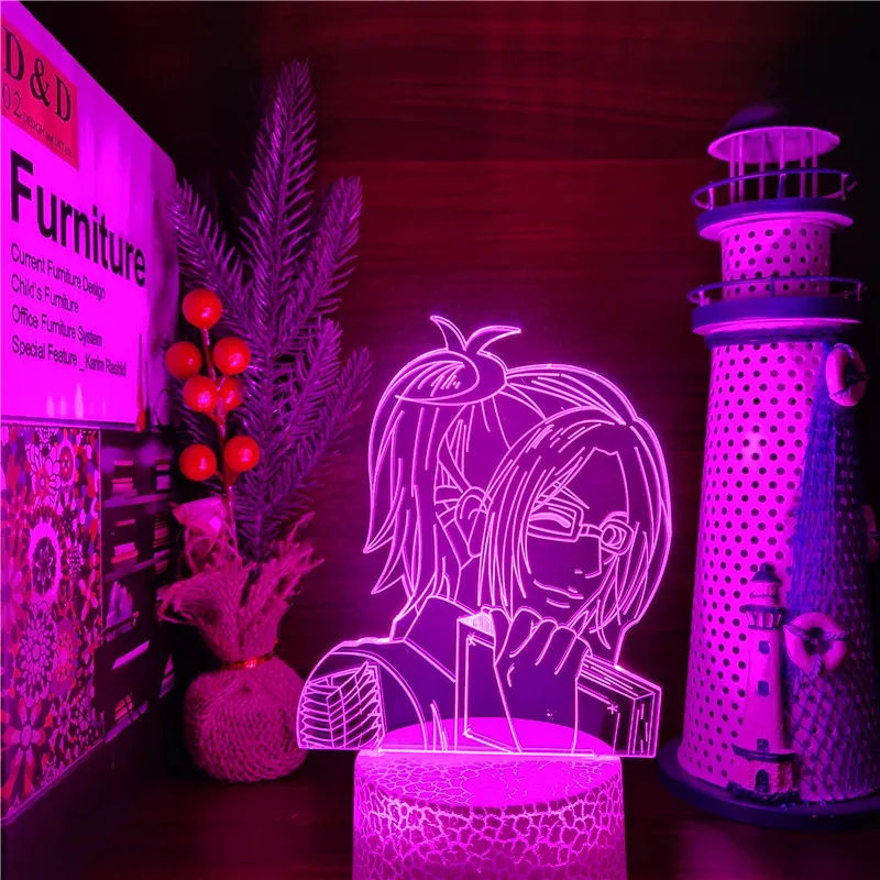 

Attack On Titans Hange Zoe 3D Led ANIME LAMP Nightlights 7 Color Changing Attack Titan Lampara For Christmas Gift
