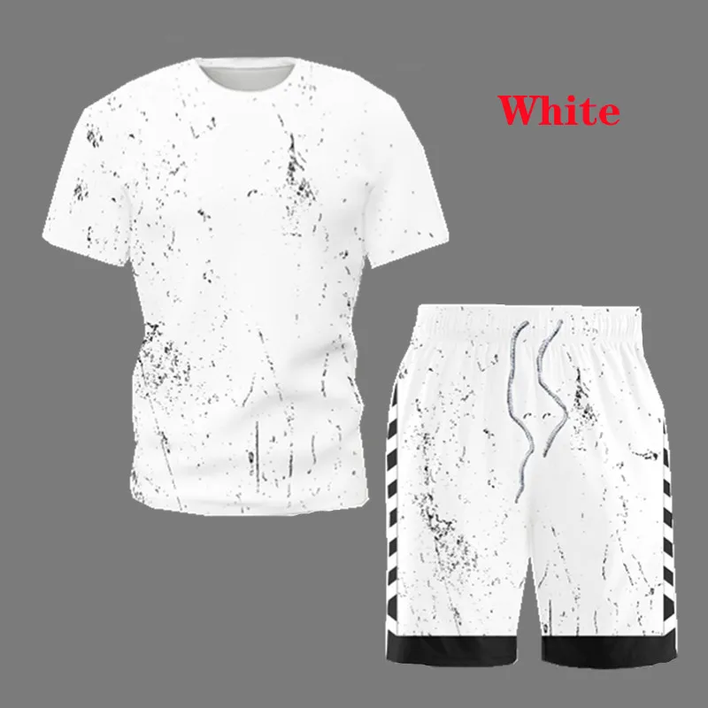 2022 Summer Men's Clothing Simplicity White T-Shirt and Shorts Two Piece Set Male Tracksuit Suit Cozy Snug Casual Blouse Outfit