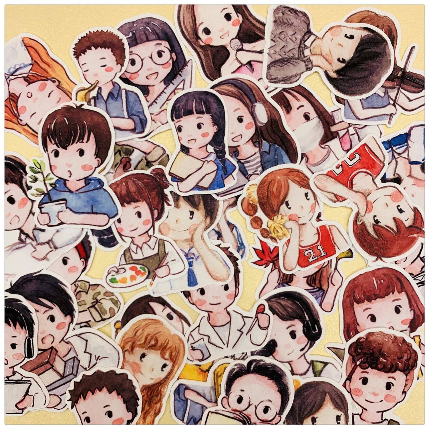 

32pcs Hand Drawing Sticker Couples School Life Handbook Decorative Diary Student Lovers Stationary Planner Stickers autocollant