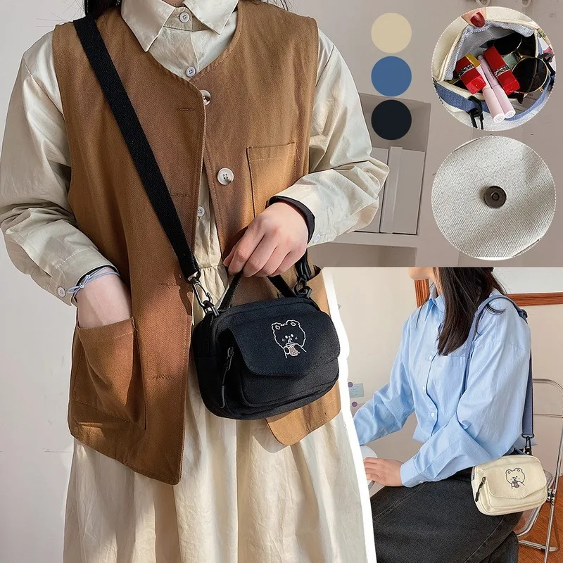 

New Korean Cute Bear Women Small Handbag Student Girls Shoulder Crossbody Bag Shoulder Bag Japanese Harajuku Messenger Bag Woman