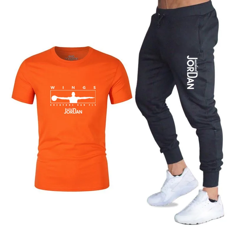 Летний новый спортивный костюм быстросохнущая футболка + штаны s свободные