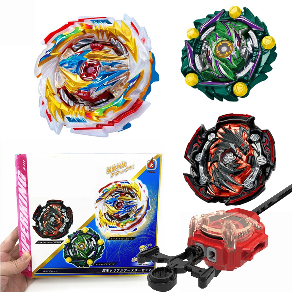

Spinning Beyblades Burst GT Metal Fusion Alloy Assemble B171 3 in 1 Gyroscope with Two-way Ruler Sparking Launcher Toys for Kid