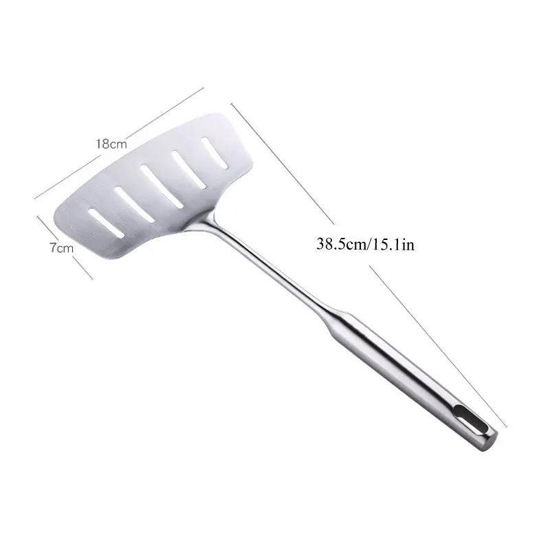 

Kitchen Wide Stainless Steel Fried Fish Spatulas Steak Shovel Fish Turner Slotted Beveled Kitchen Cooking Utensils Dinnerware