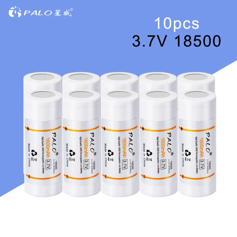 10pcs 18500 battery PALO 18500 3.7V rechargeable battery 3.7 v batteries rechargeable li-ion lithium battery Flashlight,Headlight,Electronic-cigare - Цвет: 10pcs 18500 battery