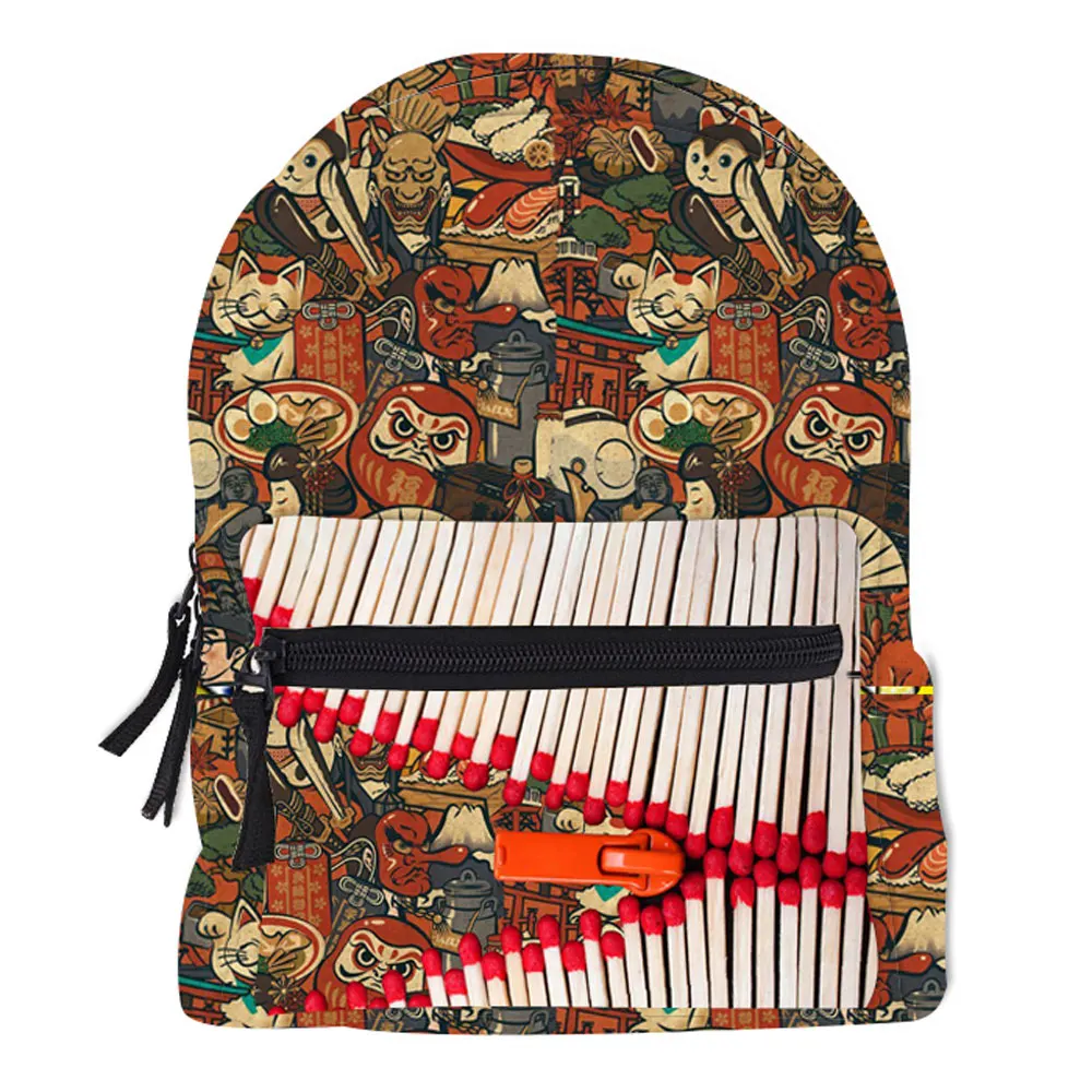 Fashion Print Backpack Cat Japanese School Bag For Girl And Boys Mini Backpack For Teenager Cute Owl Outdoor Women Backpack