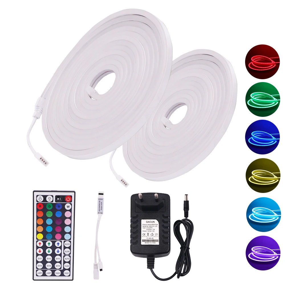 RGB неоновая лампа DC12V 3535 наружная Водонепроницаемая лента трубка 96 светодиодов/м