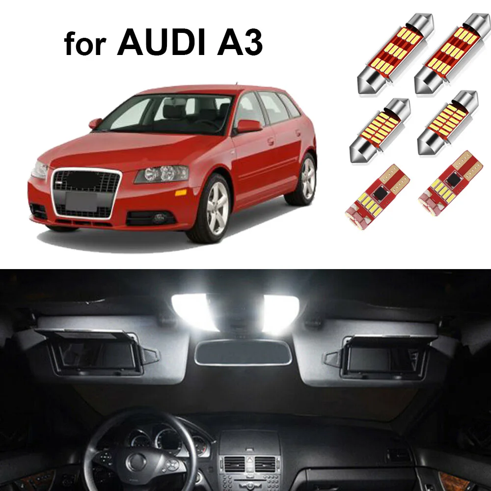 Led Interior Lights For Audi A3 S3 RS3 8L 8P 8V LED Bulb Dome Map Vanity Mirror Lights Canbus