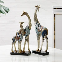colourful pattern mom giraffe figurine glass latticed resin giraffe baby miniature decor mothers day gift ornament furnishing