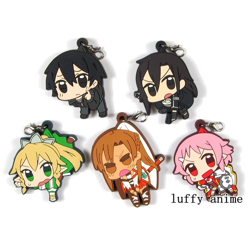 Меч искусство онлайн резиновая подвеска талисман SAO Kirigaya Kazuto Kirito Leafa Lisbeth Yuuki Asuna