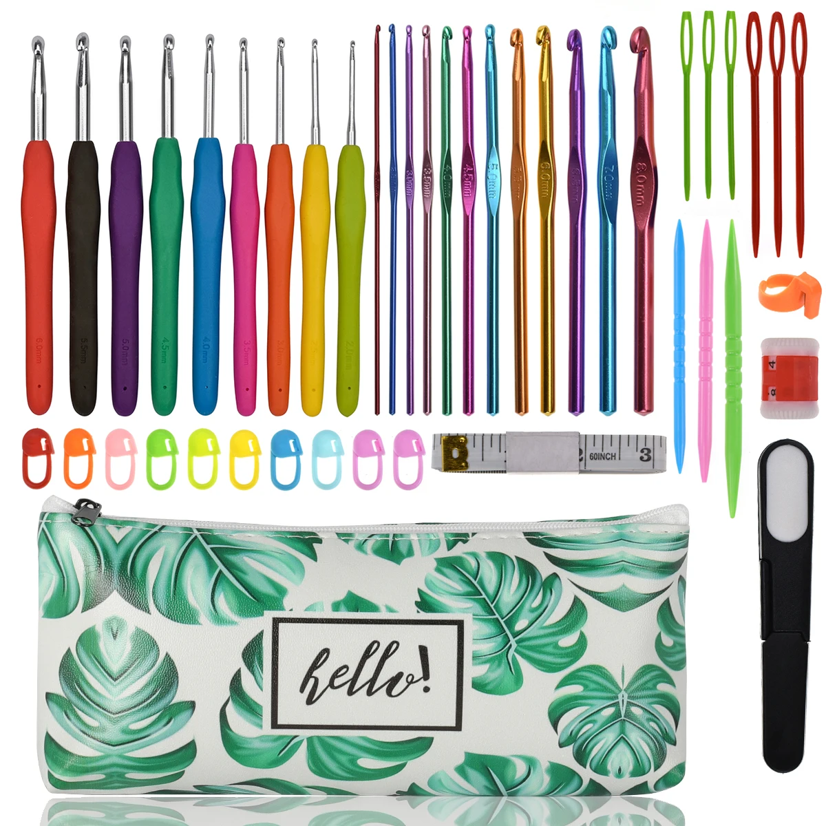 Набор алюминиевых крючков для вязания с чехлом спицы набор принадлежностей