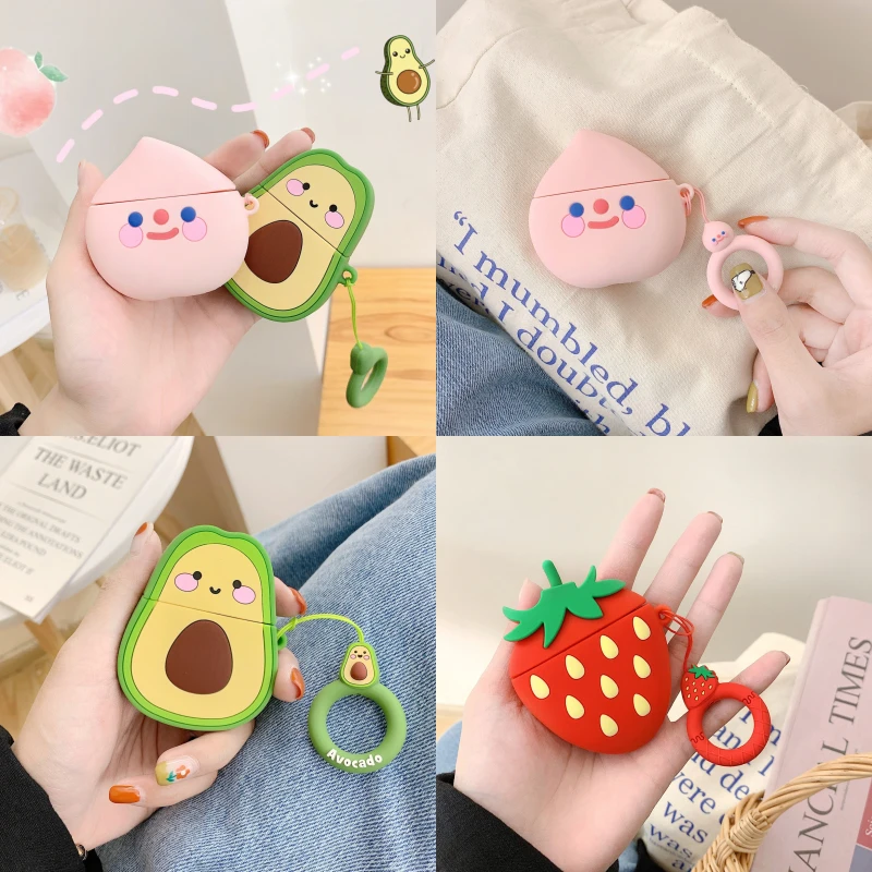 

3D Fruits Cases For AirPods 2 3 Soft Cartoon Wireless Earphone Case For Air Pods Charging Box Cover For airpods case Silicone