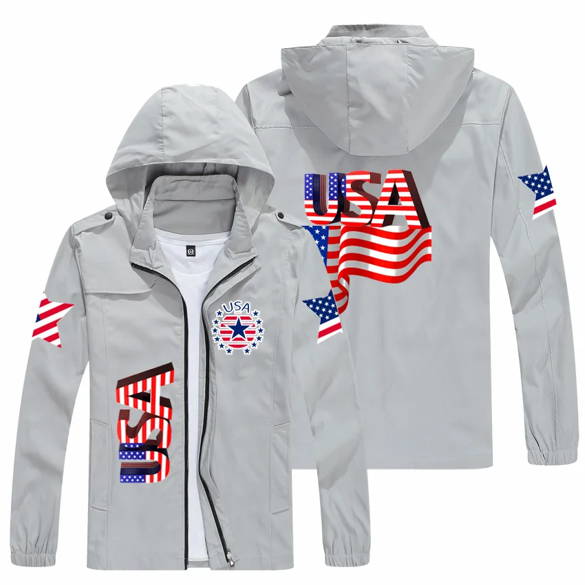 

Men's Boutique Outdoor Hiking Sports Hooded Zipper Jacket Fashion Hot Sale High Quality Loose Base Hip Hop Print Pilot Coat