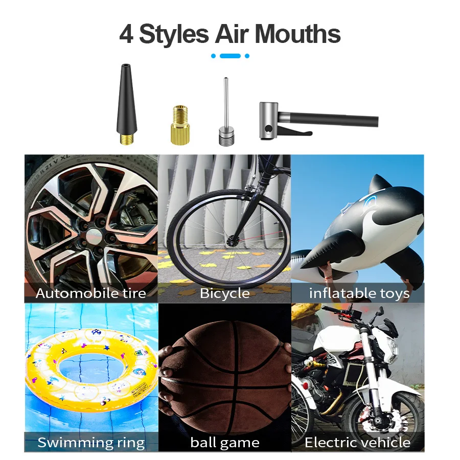 Online Compresor De Aire Para Coche, Bomba Inflable Portátil, Inflador De Neumáticos De Coche, 6000mAh, Bicicleta De Carretera, 150PSI