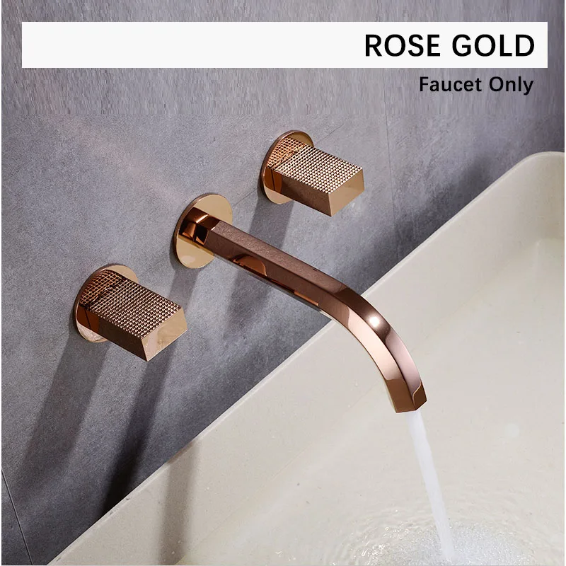 Rose Gold Роскошный смеситель для раковины из цельной латуни для ванной комнаты, смеситель для горячей и холодной воды, Полировочный хромированный светильник из розового золота, золотой двойной Handel ML8090 - Цвет: Rose Gold