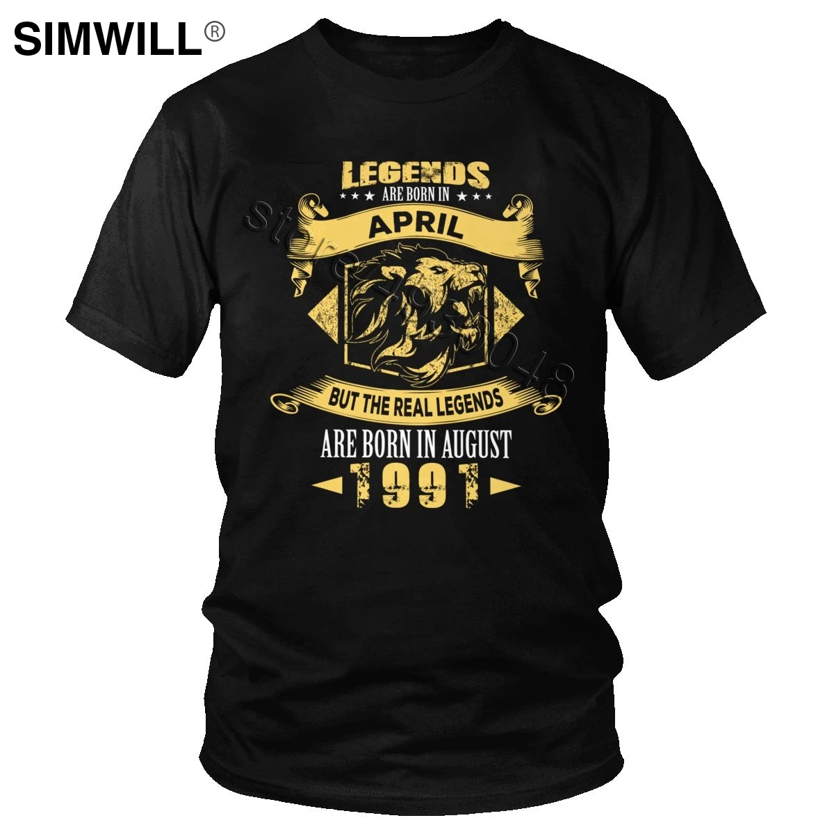 

Men Birthday Tee April 1991T-Shirt Fashion Born in August T Shirt Short Sleeves Cotton Tshirt Round Collar Awesome Clothing