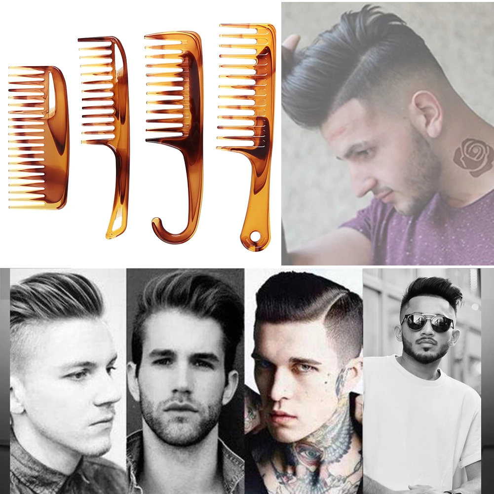 Men Vintage Oil Head Comb Wide Tooth Detangling Curly Hair Brush Aircraft Back Teeth Styling Tool Care |