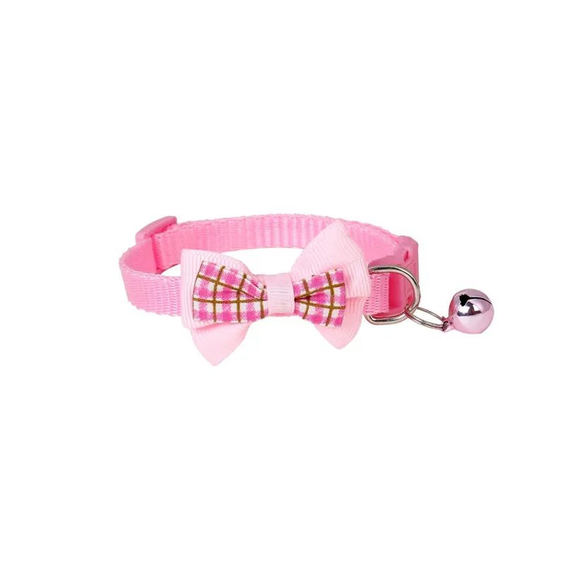 

1pc/6pcs Summer Cat Dog Collars With Bell Attractive Lattice Bowknot Puppy Pet Neck Bow Tie Bulldog Decoration Dogs Decor