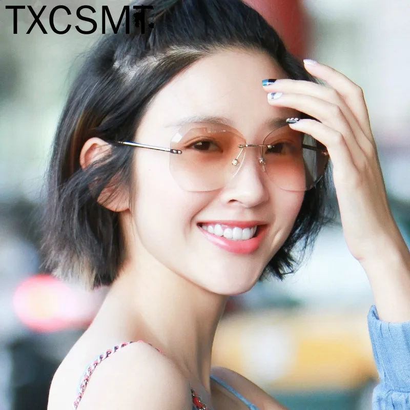 Новые солнцезащитные очки в большой оправе с обрезанными краями женские модные