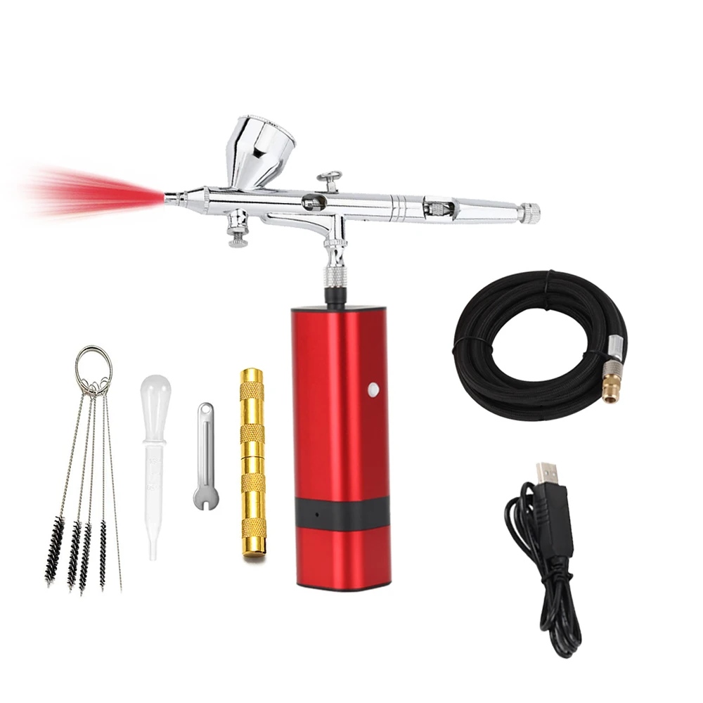 RIBO TM80S-180W Wholesale Cordless Airbrush Small Single Dual Action Electric Beauty Makeup Air Brush Compressor Kit