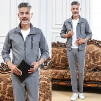 korean father spring autumn winter middle aged and elderly mens casual sportswear running suit and sweater pants two piece set