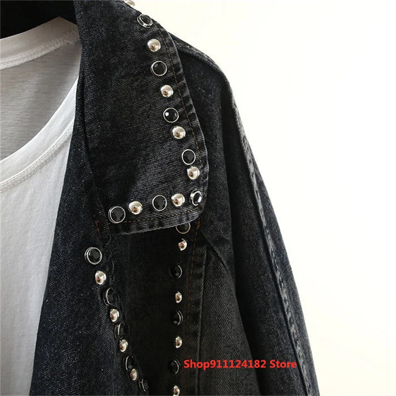 

2021 Spring Autumn Denim Jackets For Women Pearl Beading Casual Jeans Jacket Long Sleeve Loose Denim Coat Vintage Overcoat