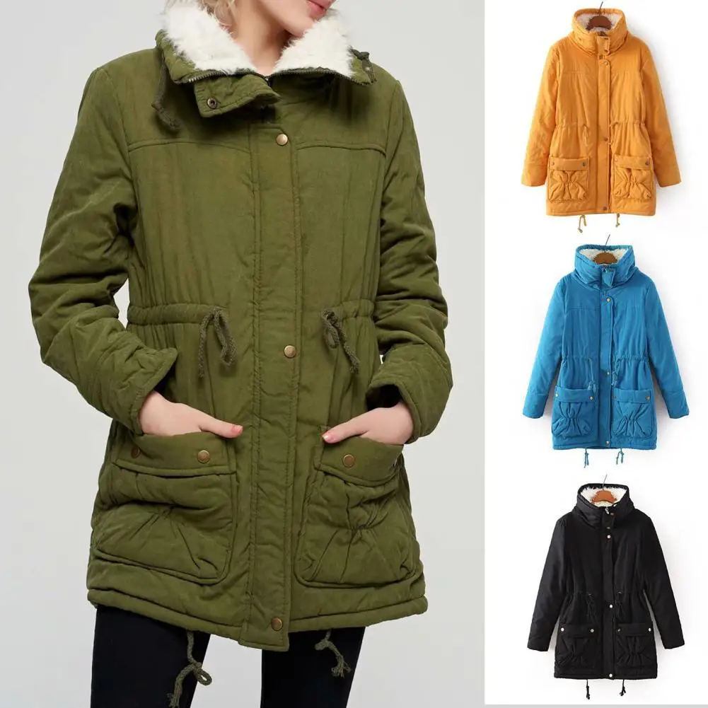 

Winter Coat Women Parkas Warm High Stand Collar Winter Jacket Women Warm Plush Mid-Length Overcoat doudoune femme пальто женское