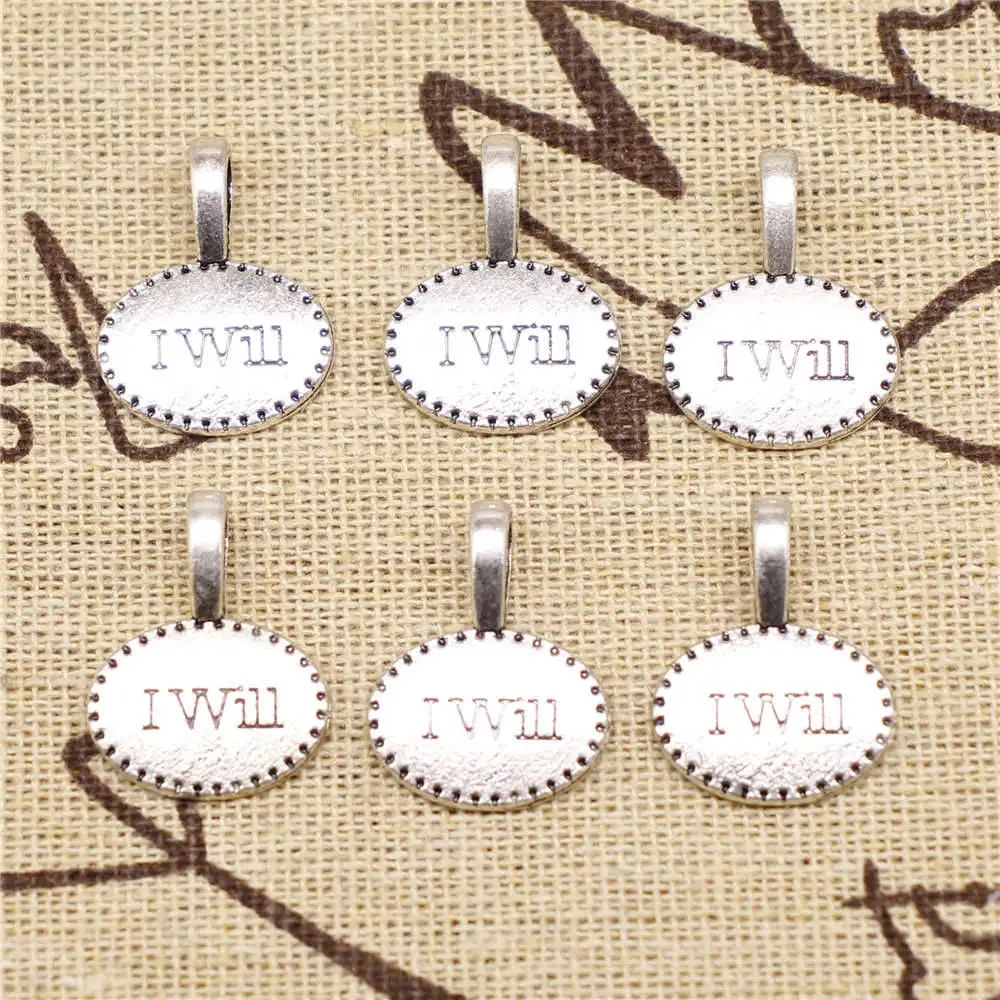 

I Will Tag Charms Supplies For Jewelry Making Kit Antique Silver Color 20pcs 20x16mm