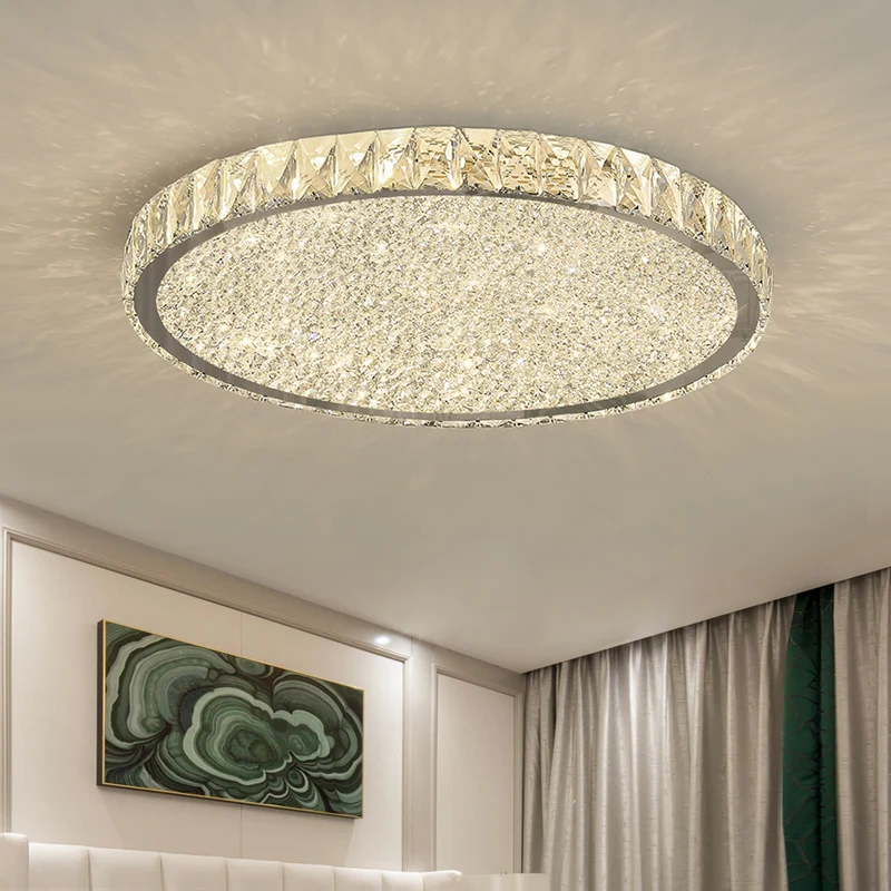 Luces LED colgantes de lujo con pantalla de cristal para sala de estar, Lustres modernos de ámbar/transparentes, lámpara de techo de vestíbulo de atenuación
