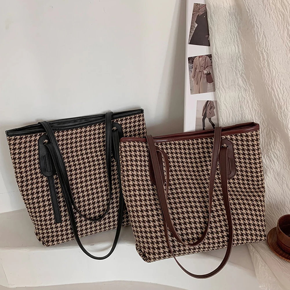 

Модные женские сумки на плечо, винтажная сумка с рисунком «гусиная лапка», сумки для покупок, товары для путешествий