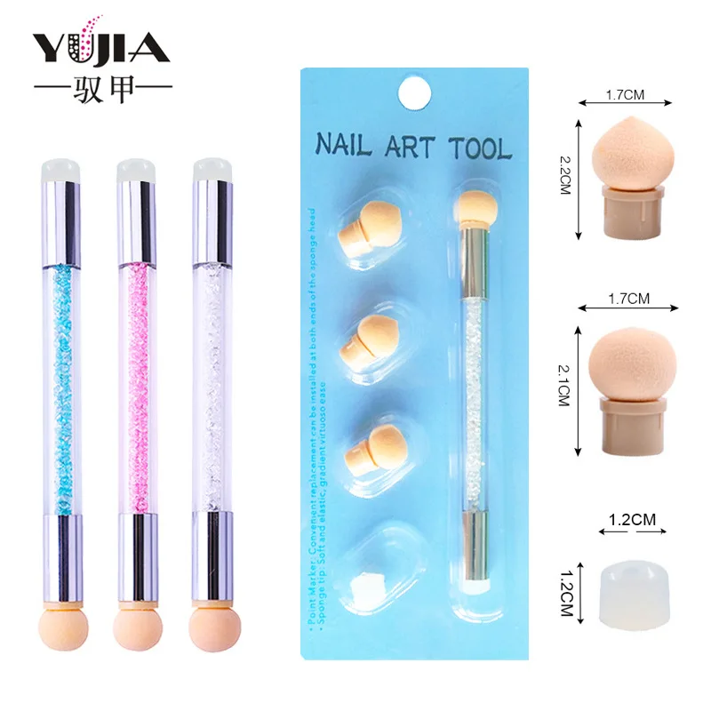 Двухконцевая декорация для ногтей градиент кисти губки штамп дизайн покраска