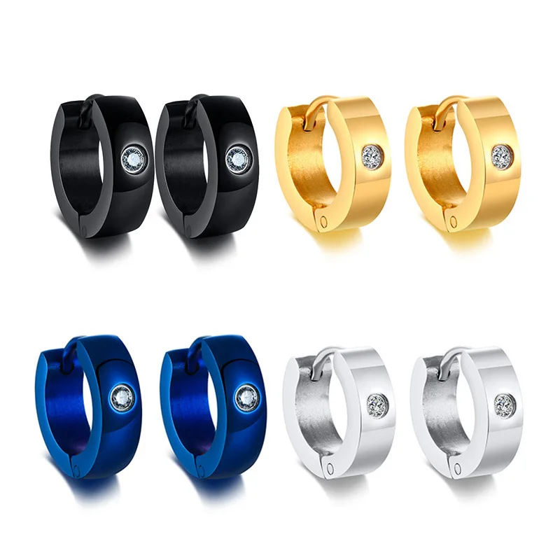 Серьги из нержавеющей стали 4 мм с Стразы модные мужские аксессуары серьги