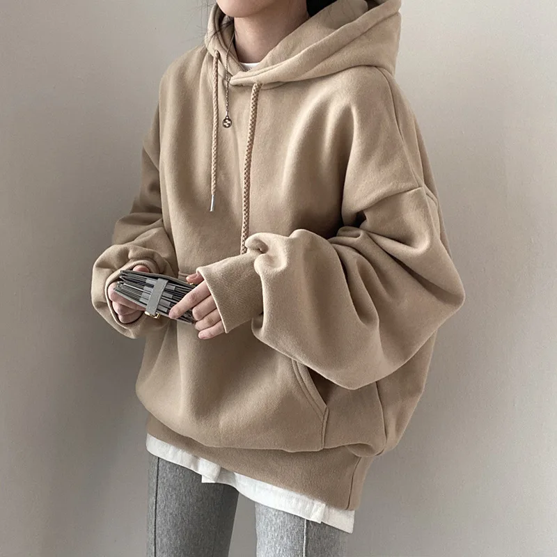 

Vintage Oversized Hoodies Sweatshirts Women Korean Fashion Loose Long Sleeve Pullover Ladies Cotton Hooded Sweatshirt Mujer