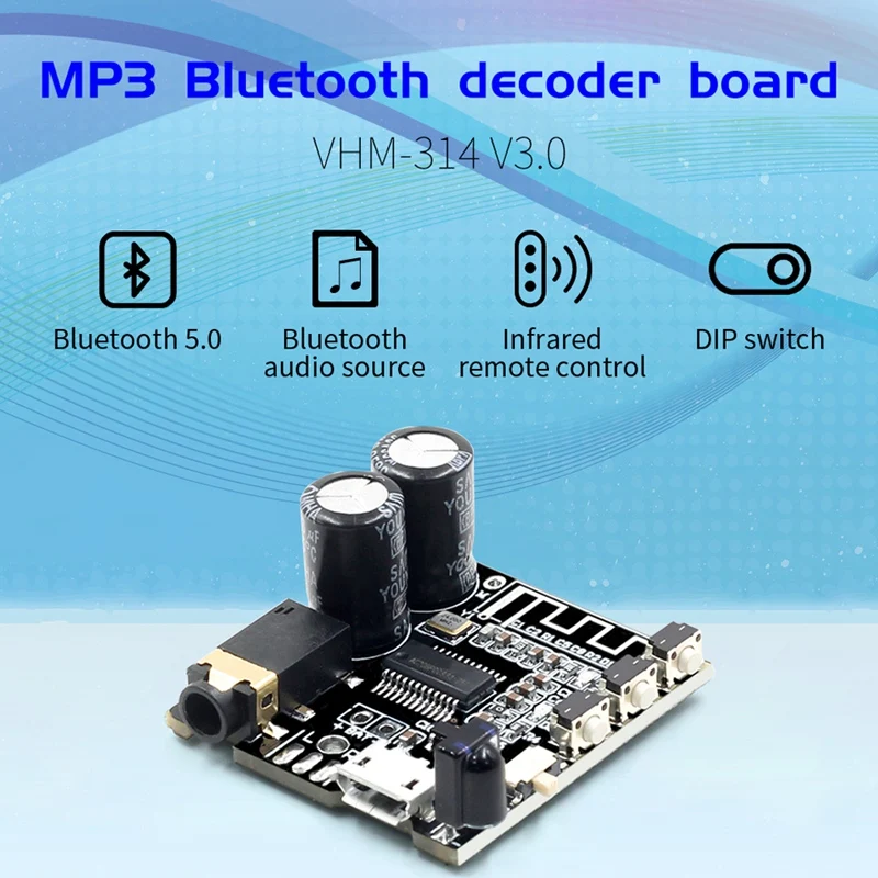 Плата аудиоприемника с Bluetooth VHM 314 плата функцией 5 0 Mp3 декодер не допускающий